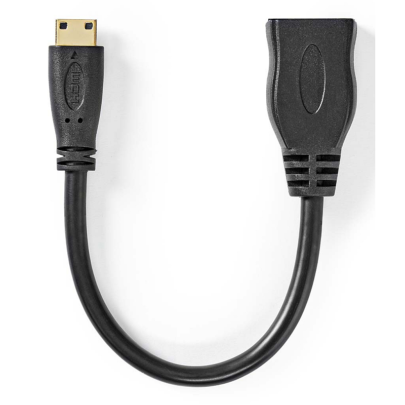 Nedis CVGB34590BK02 HDMI-Kabel 0,2 m HDMI Typ A (Standard) HDMI Type C (Mini) Schwarz