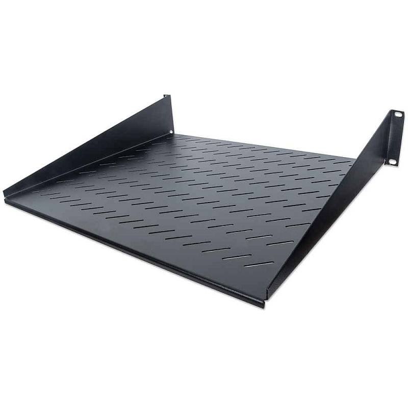 Intellinet 19" Fachboden zur Frontmontage, 2 HE, Montage an den beiden vorderen Profilschienen, 400 mm Tiefe, perforiert, schwarz