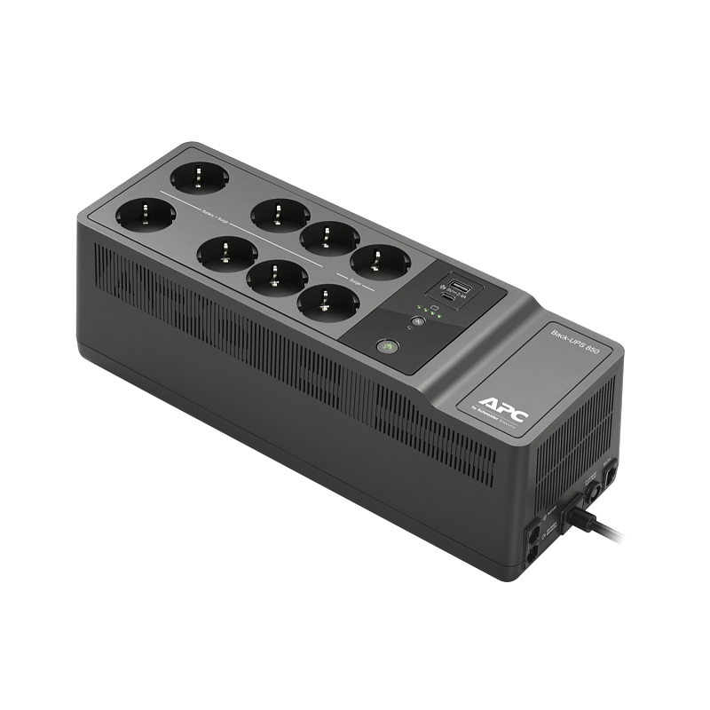 APC Back-UPS 850VA, 230V, USB Type-C and A charging ports, Batterie 12V, 9.0Ah