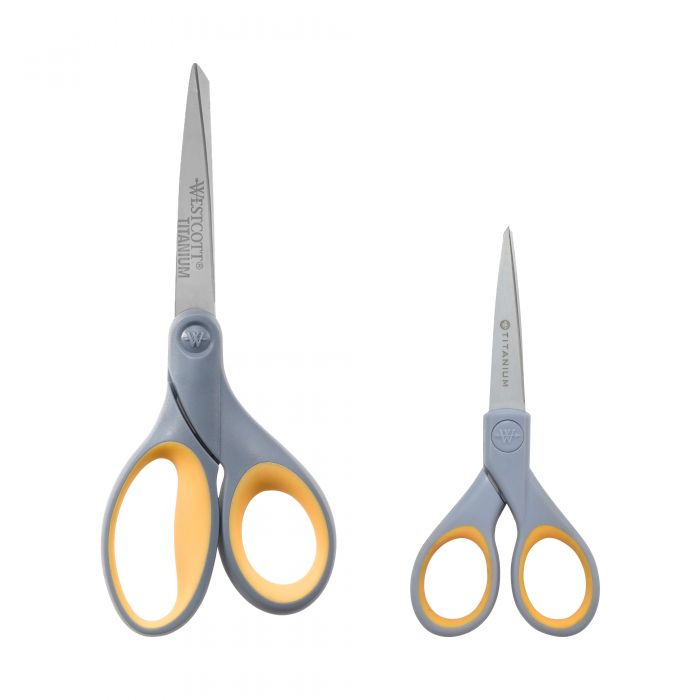 Westcott Titanium Bonded Universal Gerader Schnitt Blau, Grau, Gelb