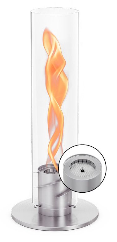 höfats SPIN 1500 Drinnen/Draußen Tragbare Feuerstelle Bio-Ethanol Silber, Transparent