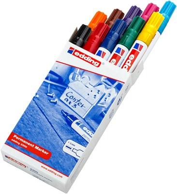 Edding 3300 Permanent-Marker Meißel Schwarz, Blau, Braun, Grün, Hellblau, Orange, Pink, Violett, Rot, Gelb 10 Stück(e)