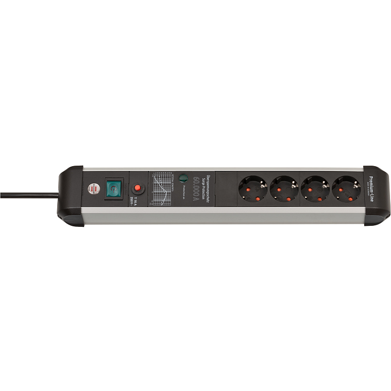 Brennenstuhl 1391010400 Verlängerungskabel 3 m 4 AC-Ausgänge Drinnen Schwarz, Silber
