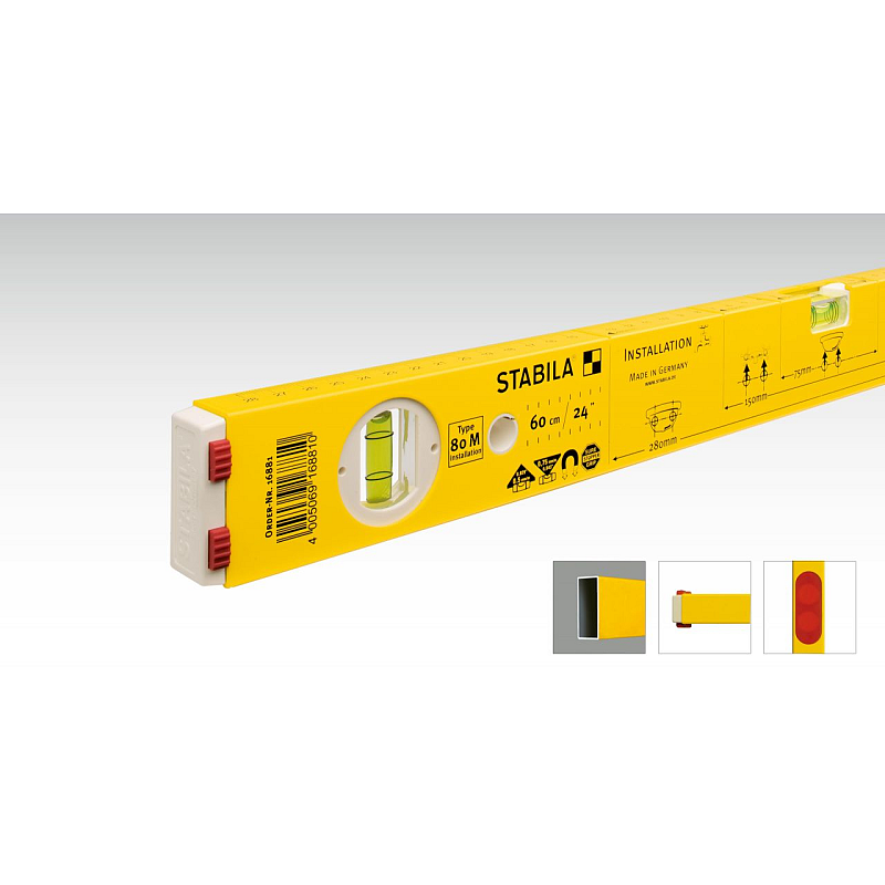 Stabila Type 80 M Installation spirit level Wasserwaage 1 m Rot, Gelb