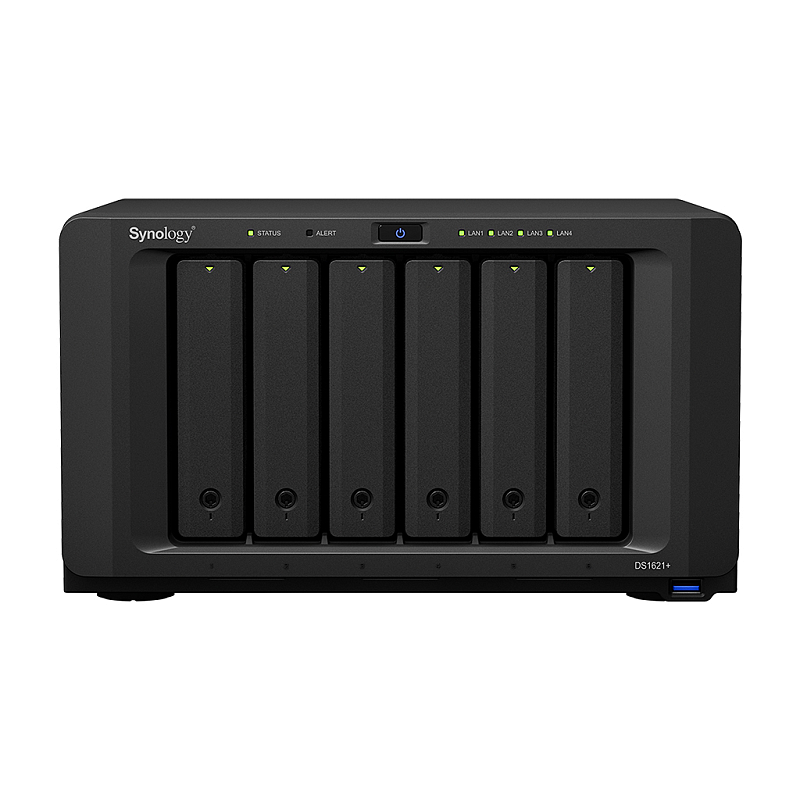 Synology DiskStation DS1621+ NAS & Speicherserver Desktop Ryzen Embedded V1500B 4 GB DDR4 0 TB DiskStation Manager Schwarz