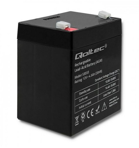 Qoltec 53033 Fahrzeugbatterie AGM (Absorbierende Glasmatte) 4,5 Ah 15 V 65,5 A Motorrad