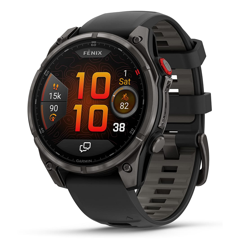 Garmin fēnix 8 Pro 3,56 cm (1.4") AMOLED 47 mm Digital 454 x 454 Pixel Touchscreen Grau WLAN GPS