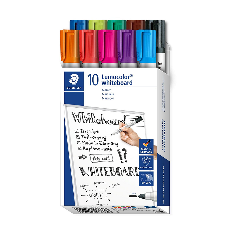 Staedtler Lumocolor 351 B10 Marker 10 Stück(e) Rundspitze Schwarz, Blau, Braun, Grün, Hellblau, Hellgrün, Orange, Pink, Rot, Violett