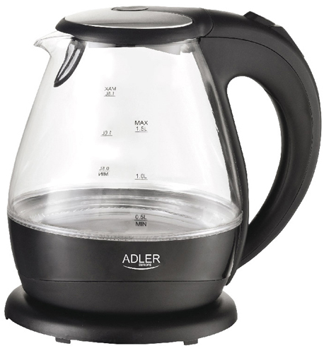 Adler AD 1224 Wasserkocher 1,5 l 2000 W Schwarz, Transparent