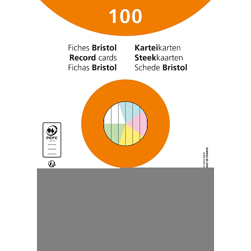 Exacompta Karteikarten A5, Packung mit 100 Stück eingeschweißt, liniert, nicht gelocht, Farben sortiert - Farben sortiert