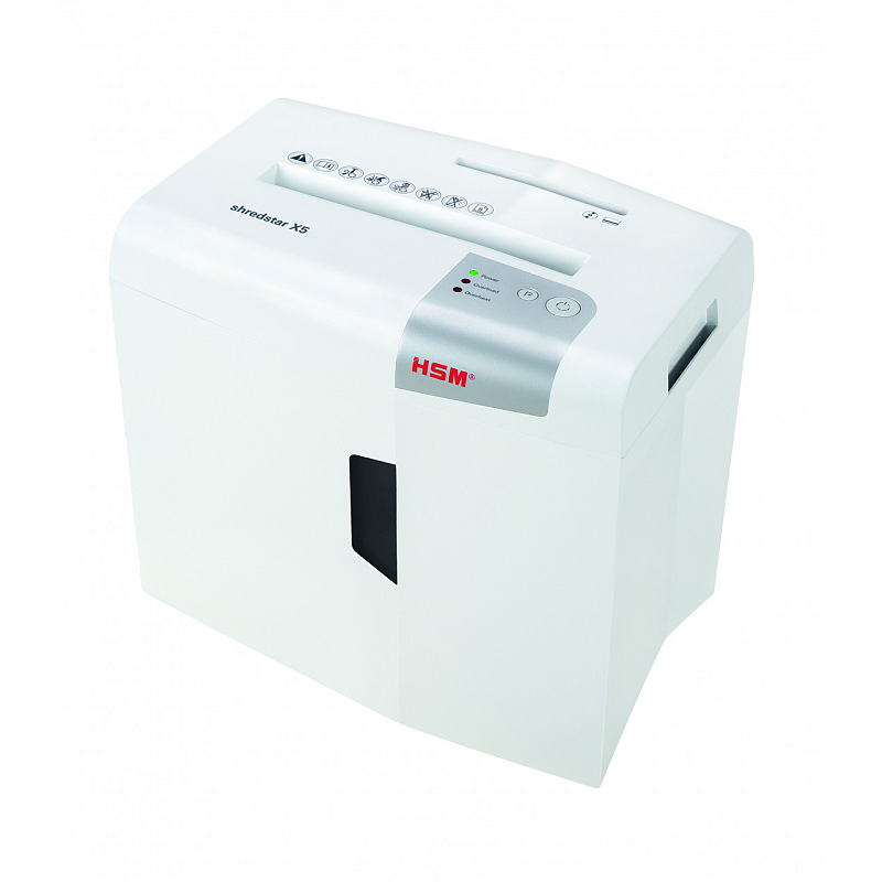 HSM X5 Aktenvernichter Partikelschnitt-Zerkleinerung 58 dB 22 cm Silber, Weiß