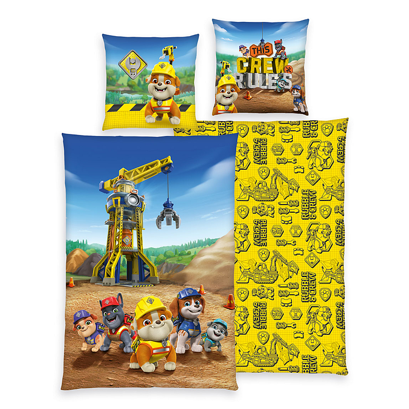 HERDING Rubble & Crew Bettwäsche-Set 'Helden auf der Baustelle' - 80-x-80-cm-135-x-200-cm