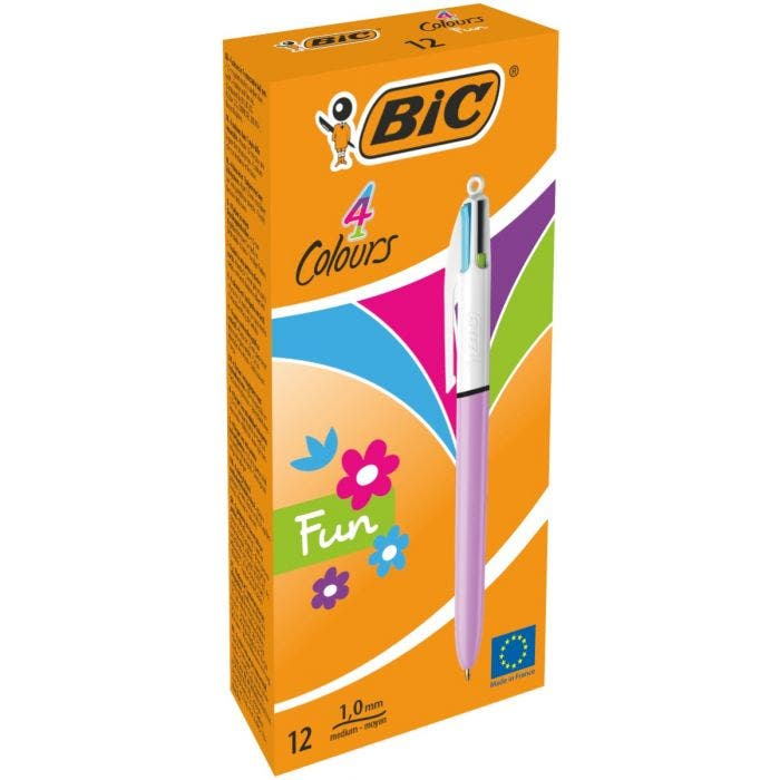 BIC 503815 Kugelschreiber Grün, Pink, Violett, Türkis Clip-on-Einziehkugelschreiber 12 Stück(e)