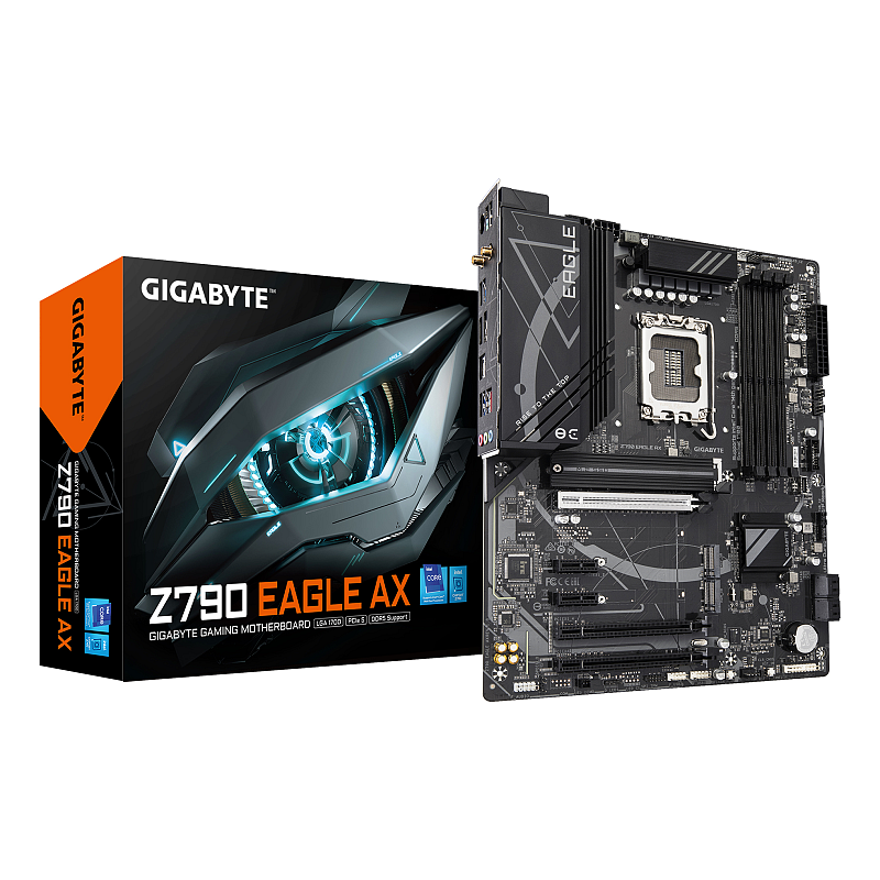 GIGABYTE Z790 EAGLE AX Motherboard - Unterstützt Intel Core 14. Generation CPUs, 12+1+1 Phasen Digital VRM, bis zu 7600MHz DDR5 (OC), 3xPCIe 4.0 M.2, Wi-Fi 6E, 2.5GbE LAN, USB 3.2 Gen 2