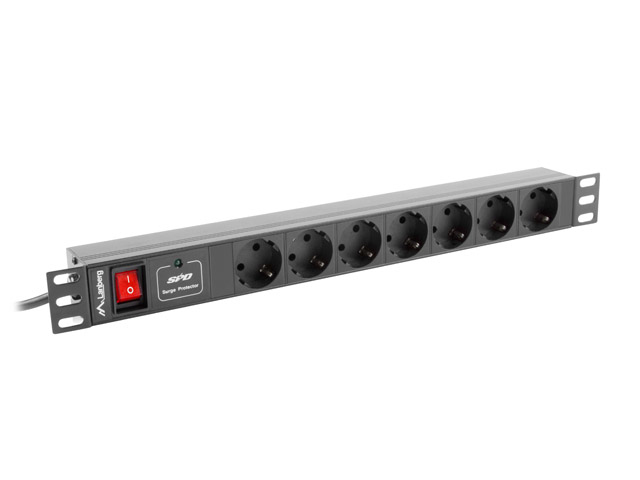 Lanberg PDU-07F-0200-BK Stromverteilereinheit (PDU) 7 AC-Ausgänge 1U Schwarz