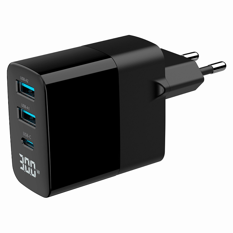Gembird TA-UC-PDQC30LCD-BK-02 Ladegerät für Mobilgeräte Universal Schwarz AC Schnellladung Drinnen