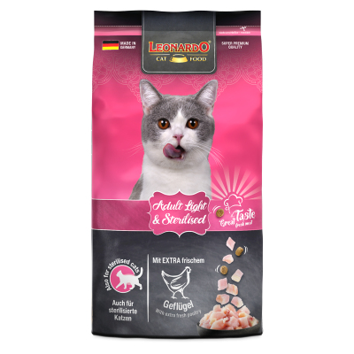 Leonardo Cat Food Adult Light & Sterilised Katzen-Trockenfutter 1,8 kg Geflügel
