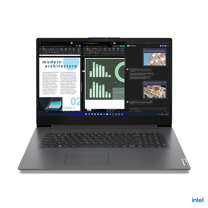 Lenovo V17 G3 IAP Intel® Core™ i5 i5-1235U Laptop 43,9 cm (17.3") Full HD 8 GB DDR4-SDRAM 256 GB SSD Wi-Fi 6 (802.11ax) Windows 11 Pro Deutsch Grau