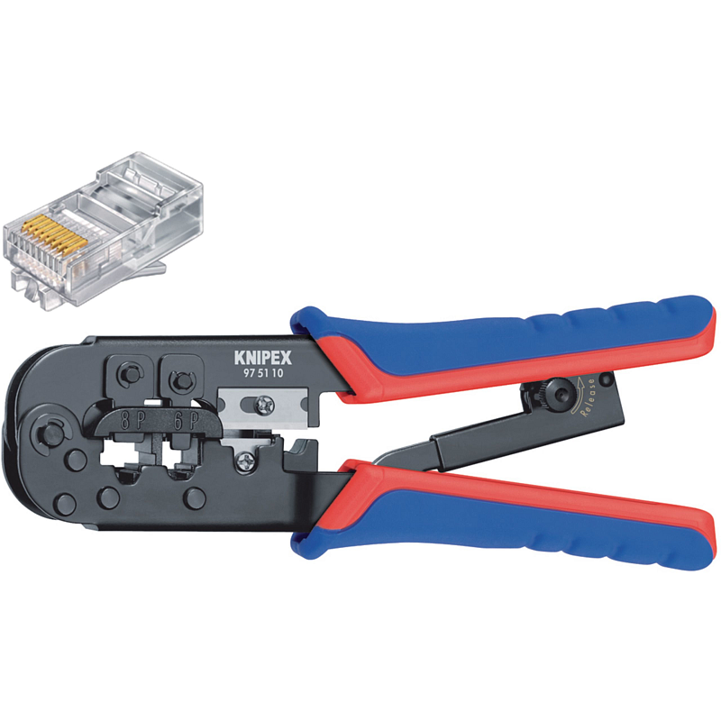 Knipex 97 51 10 SB Kabel-Crimper Crimpwerkzeug Schwarz, Blau, Rot