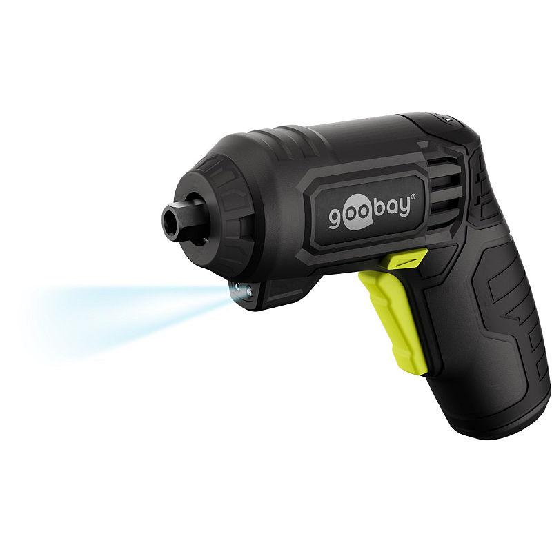 Goobay Mini Cordless Screwdriver Set, 31 Pcs. - pistol-gr 200 RPM Schwarz, Gelb
