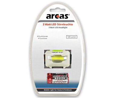Arcas 30710014 Taschenlampe Weiß Stirnband-Taschenlampe LED