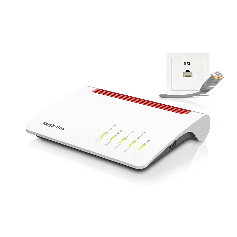 Box FRITZ! 7590 WLAN-Router Gigabit Ethernet Dual-Band (2,4 GHz/5 GHz) Grau, Rot, Weiß