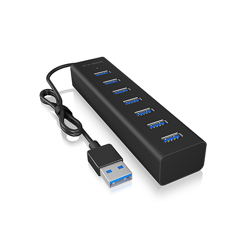 ICY BOX IB-HUB1700-U3, USB 3.2 Gen 1 zu 7-Port USB 3.2 Gen 1 Hub, Alu-Gehäuse