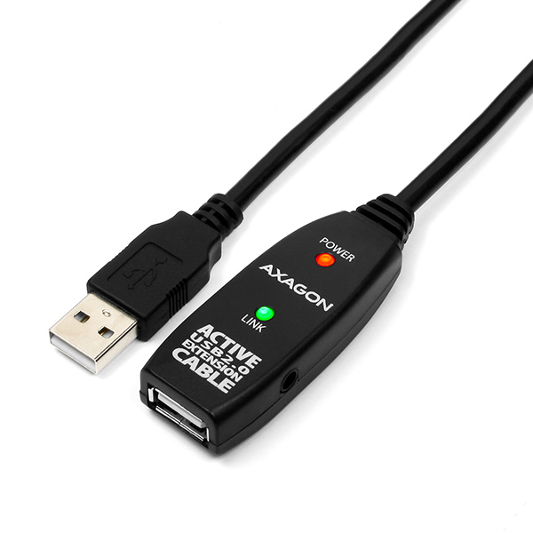 Axagon ADR-210 USB 2.0 A-M -> A-F aktives Verlängerungs‑/Repeater‑Kabel 10m