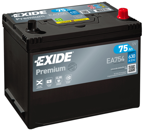 Exide Premium EA754 Fahrzeugbatterie EFB (Enhanced Flooded Battery) 75 Ah 12 V 630 A Auto
