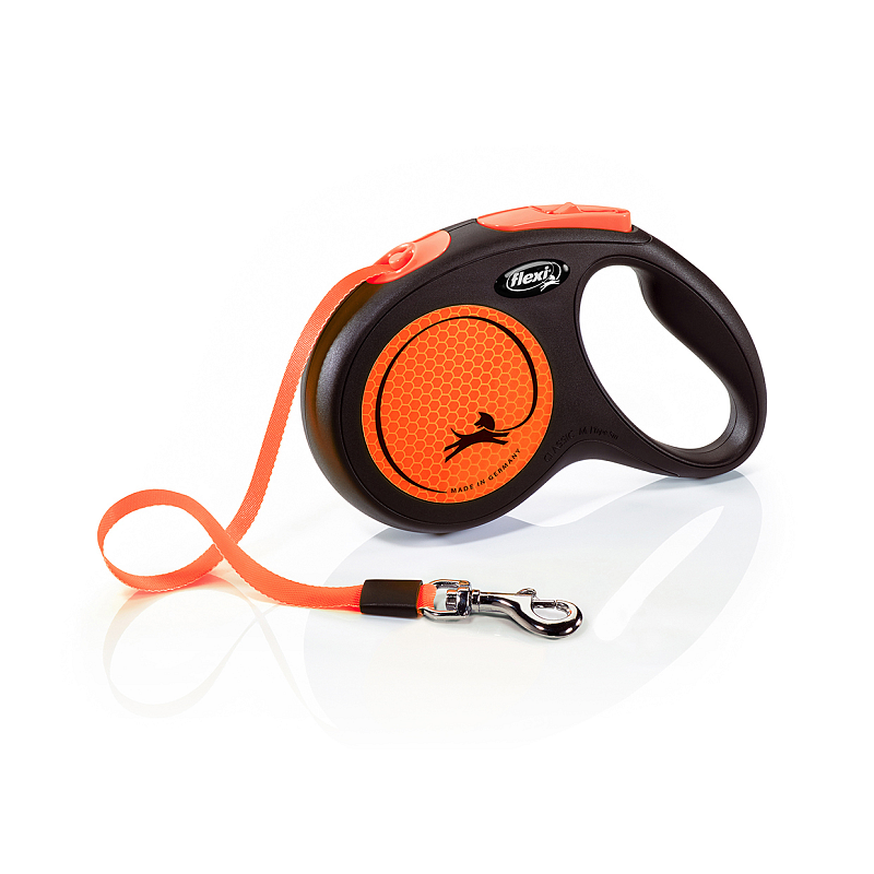 Flexi Neon 5 m Schwarz, Orange Hund Rückziehbare Leine