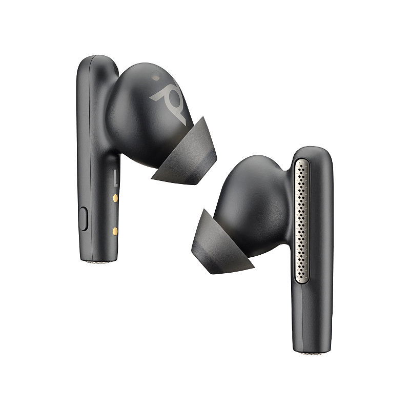 HP Poly Voyager Free 60+ UC Carbon Black Earbuds +BT700 USB-C Adapter +Touchscreen-Ladeetui