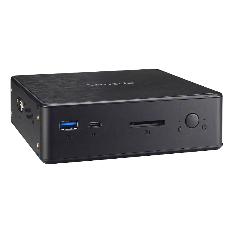 Shuttle Nano PC NC10U7 , Intel i7-8565U, 1x HDMI, 1x DP, 1x 2.5" bay, 1x M.2, 1x LAN, 1x COM, Wifi, 24/7 Dauerbetrieb, inkl. VESA & Stand
