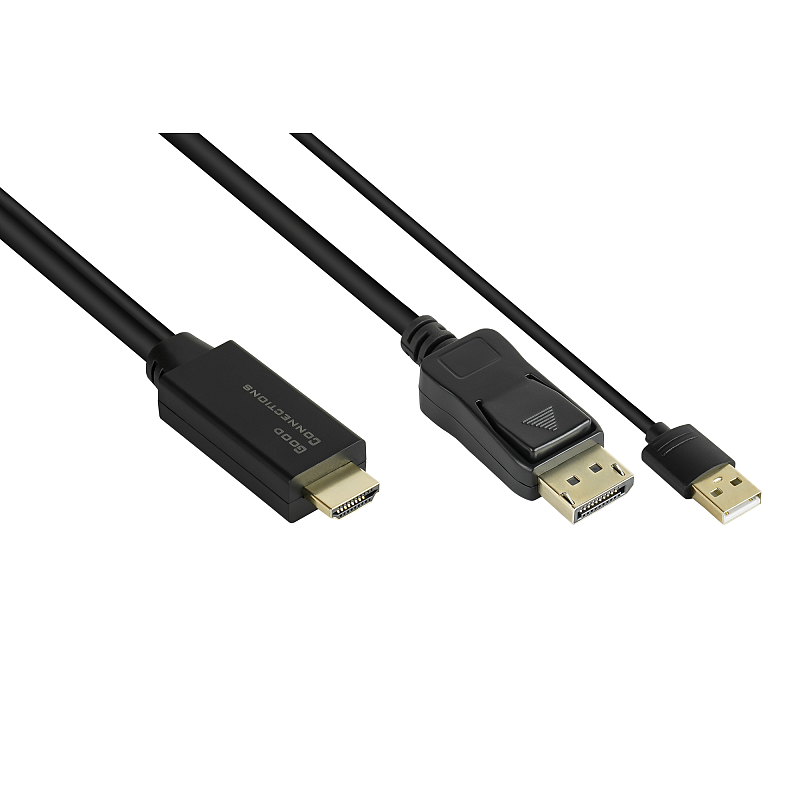 Alcasa HDMI-DP020 Videokabel-Adapter 2 m HDMI Typ A (Standard) DisplayPort Schwarz