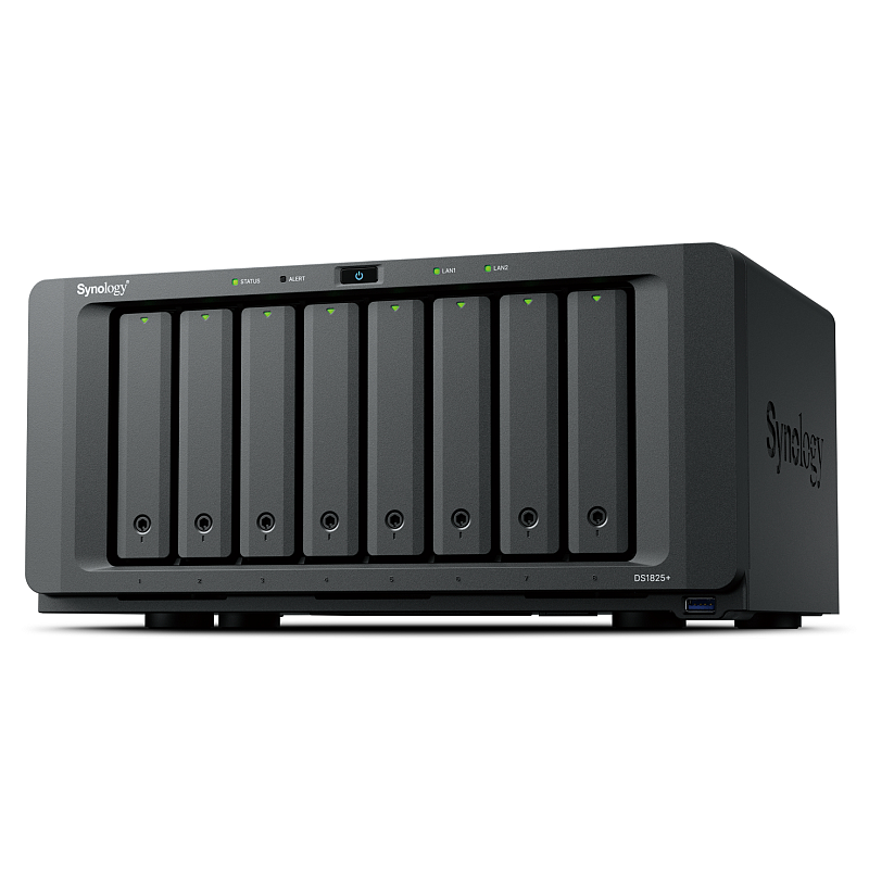 Synology DiskStation DS1825+ NAS & Speicherserver Ryzen Embedded V1500B 8 GB DDR4 0 TB Schwarz
