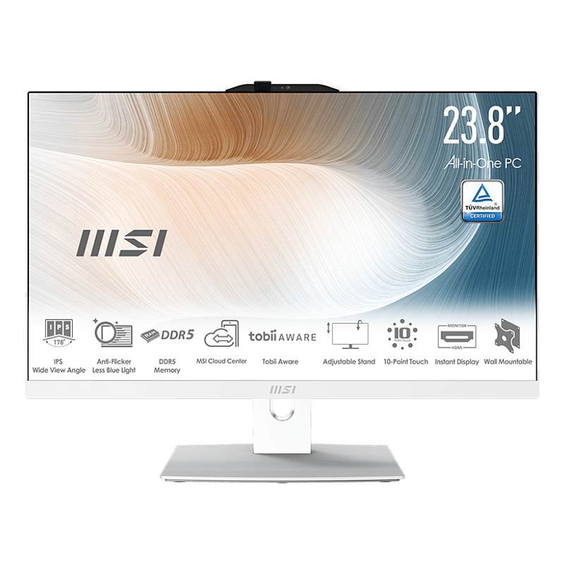 MSI Modern AM242TP 1M-1207DE All-in-One PC/Workstation Intel Core 5 120U 60,5 cm (23.8") 1920 x 1080 Pixel Touchscreen All-in-One-PC 16 GB DDR5-SDRAM 512 GB SSD Windows 11 Pro Wi-Fi 6E (802.11ax) Weiß