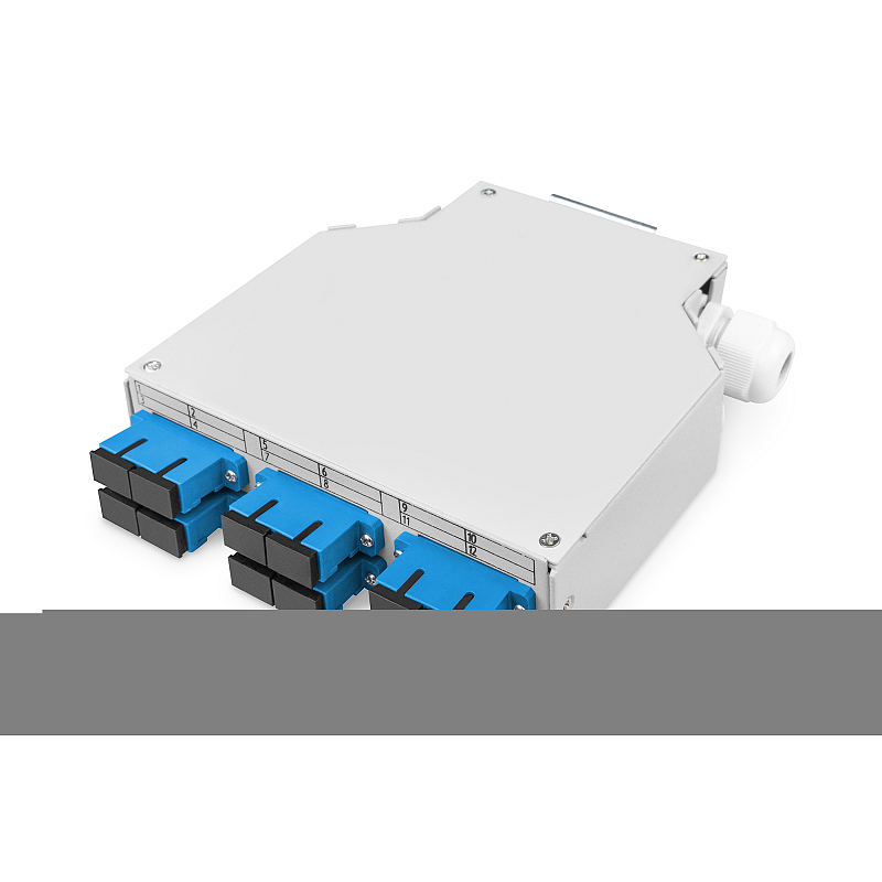 Digitus LWL-Hutschienenbox, OS2, bestückt, mit SC-Adapter und Pigtail