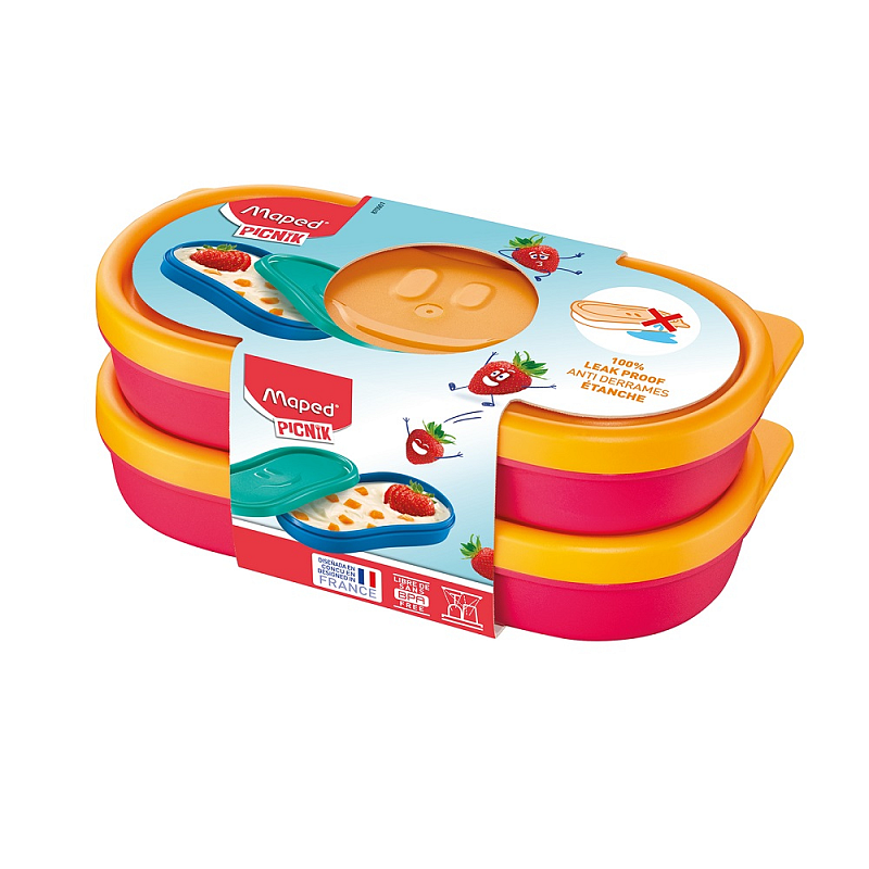 Maped M870901 Lebensmittelaufbewahrungsbehälter Rechteckig Box 0,15 l Orange, Rot 2 Stück(e)