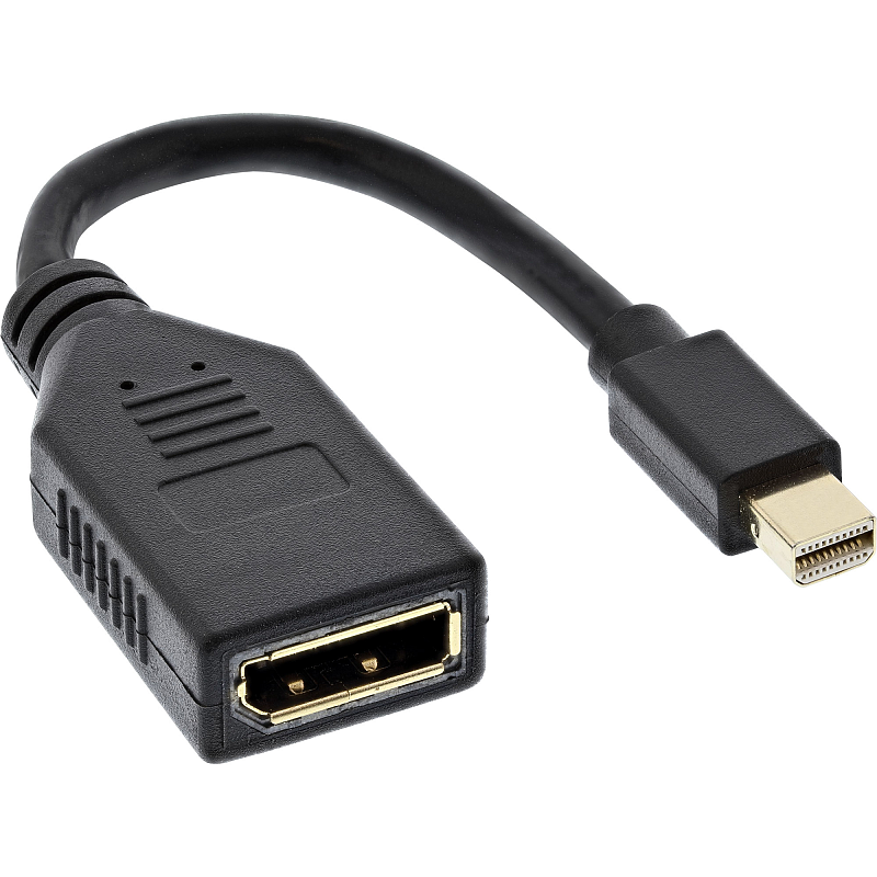 InLine Kabel Mini DisplayPort ST zu DisplayPort BU, 4K2K, schwarz, 0,15m
