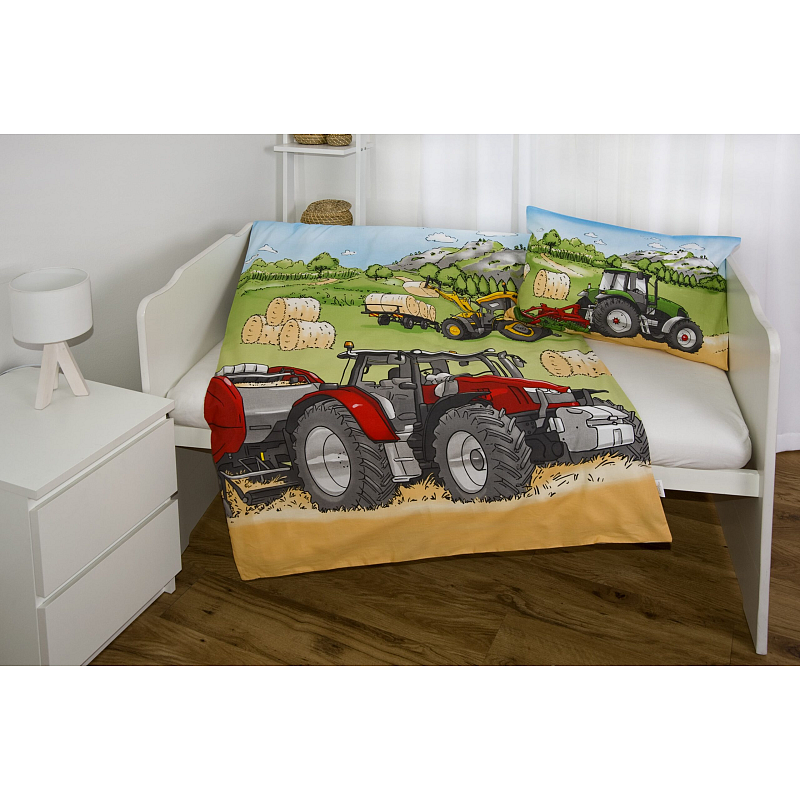 HERDING babybest® Bettwäsche-Set 'Traktor' – 100x135 cm, verschiedene Qualitäten - flanell