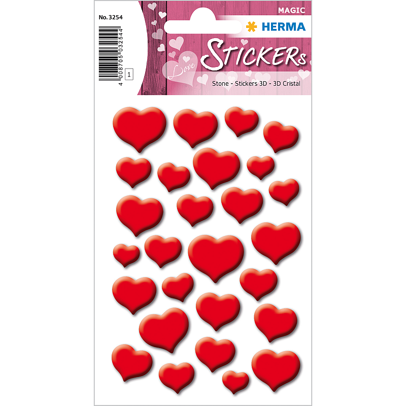 HERMA Red hearts, stone Dekorativer Aufkleber Film Rot Permanent 27 Stück(e)