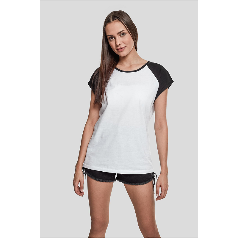 Urban Classics Ladies Contrast Raglan Tee T-Shirt Rundhals Kurzärmel Baumwolle, Viskose
