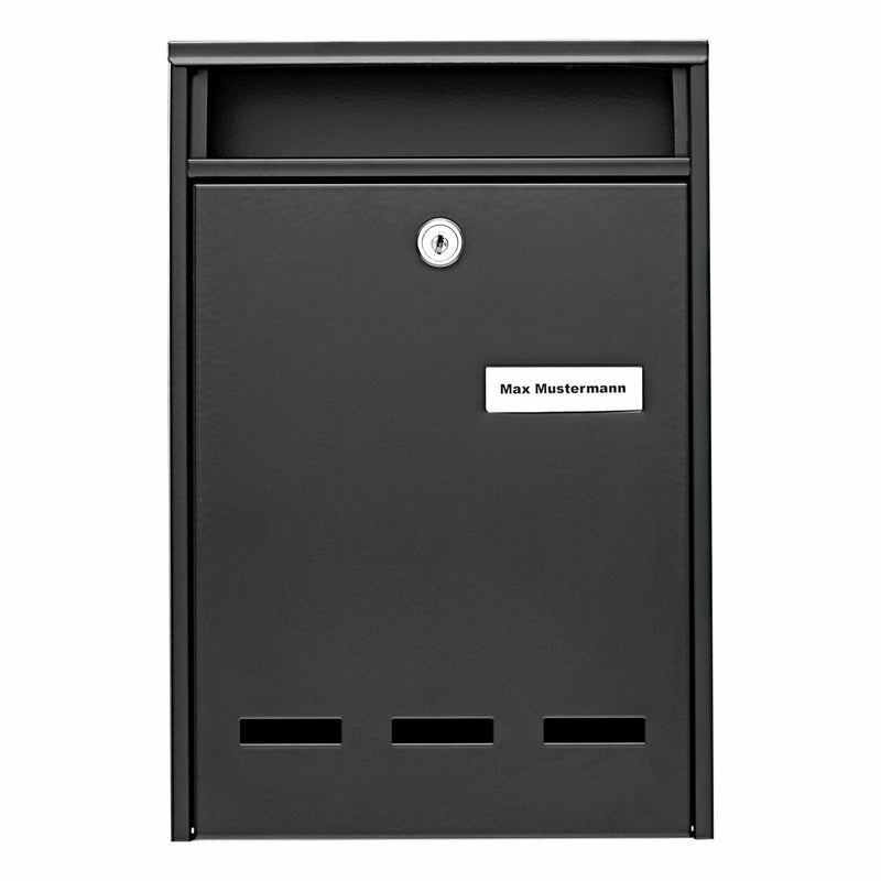 BURG-WÄCHTER Wismar 771 S Briefkasten Schwarz Wandmontierter Briefkasten Stahl