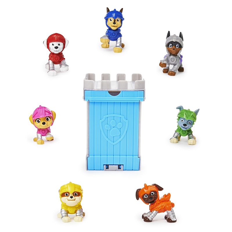 PAW Patrol , Rescue Knights 5,1cm große Mini-Figur zum Sammeln in Burgturm-Überraschungsbox zur Aufbewahrung (verschiedene Modelle), Kinderspielzeug