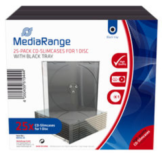 MediaRange BOX32-25 CD-Hülle Schmales Gehäuse 1 Disks Schwarz, Transparent