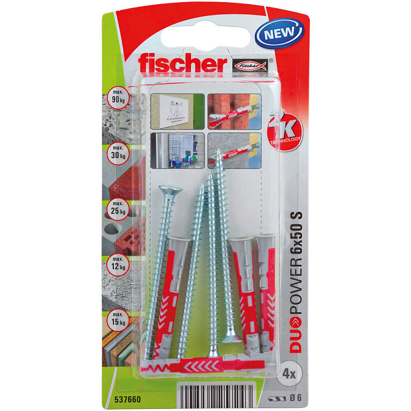 Fischer 537660 Schraubanker/Dübel 4 Stück(e) Schrauben- & Dübelsatz 50 mm