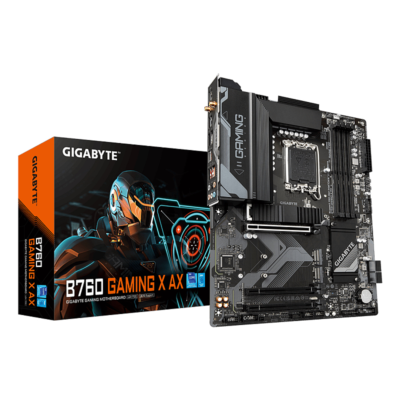 GIGABYTE B760 GAMING X AX Mainboard - Unterstützt Intel Core Prozessoren der 14. Generation, 8+1+1 Phasen digitales VRM, bis zu 7600MHz DDR5 (OC), 3x PCIe 4.0 M.2, Wi-Fi 6E, 2.5GbE LAN, USB 3.2 Gen 2