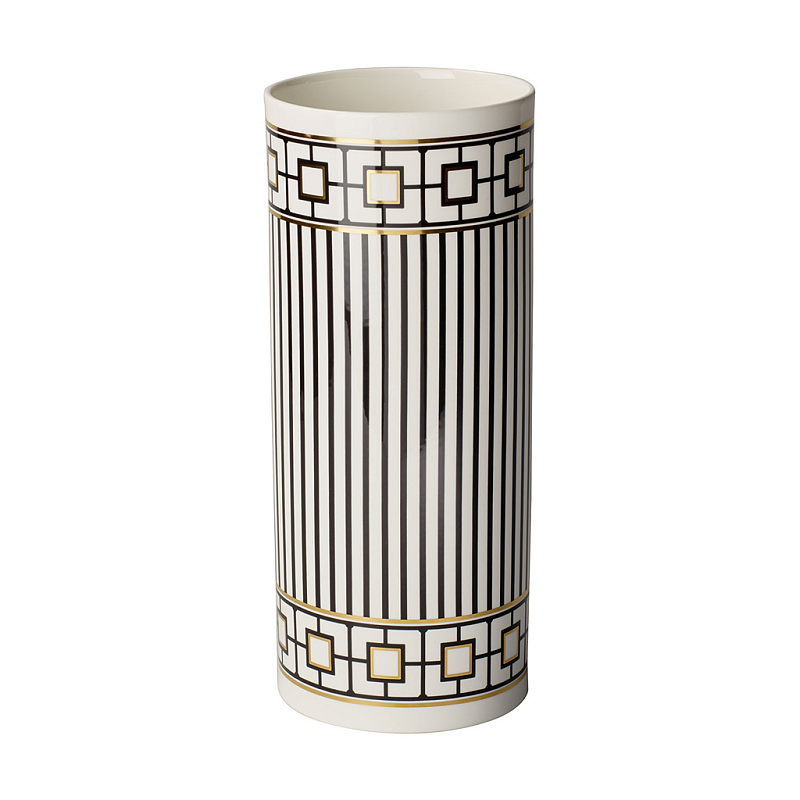 Villeroy & Boch 1044835070 Vase Zylinderförmige Vase Porzellan Schwarz, Gold, Weiß