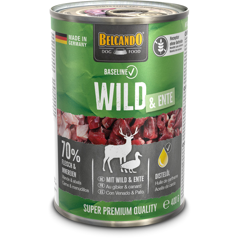 Belcando 512445 Hunde-Dosenfutter Ente, Wildfleisch Adult 400 g