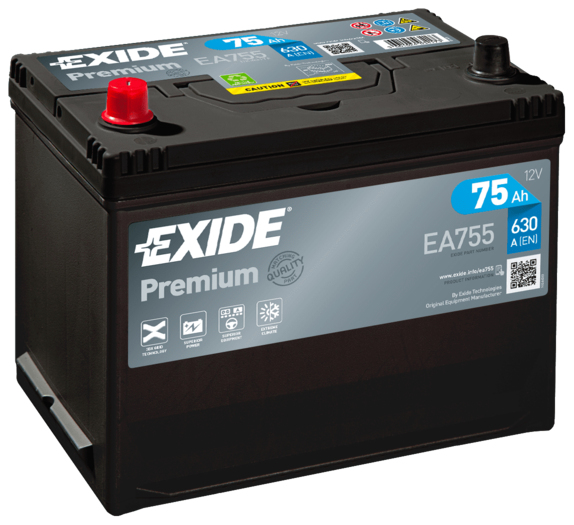 Exide Premium EA755 Fahrzeugbatterie EFB (Enhanced Flooded Battery) 75 Ah 12 V 630 A Auto