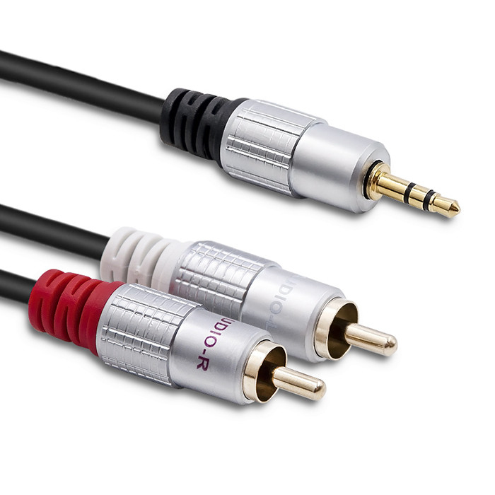 Qoltec 52341 Audio-Kabel 3 m 2 x RCA 3.5mm Schwarz
